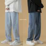 86FANG DEPT.2023 가을 멀티 컬러 와이드 레그 워싱 스트레이트 루즈 백 소년 청바지 커플 팬츠의 그림