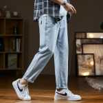 탕 라이온 2023 새로운 아이스 실크 진 남성 여름 얇은 밝은 색상의 슬림 조류 느슨한 스트레이트 롱 팬츠 데이즈의 그림