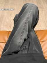 워싱 청바지 남성 가을 미국 복고풍 조류 넓은 다리 남성 바지 느슨한 드레이프 그라데이션 스트레이트 바지의 그림