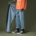 워싱 청바지 남성 2023 가을 새로운 느슨한 스트레이트 캐주얼 바지 일본 백 소년 슬림 9 분 바지의 그림