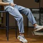 당 사자 23 새로운 청바지 남성 여름 얇은 섹션 슬림 작은 발 곧은 물 얕은 한국 조류와 긴 바지의 그림