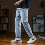 당 사자 23 새로운 청바지 남성 여름 얇은 섹션 슬림 작은 발 곧은 물 얕은 한국 조류와 긴 바지의 그림