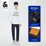 잭 존스 가을 새로운 남성 청바지 캐주얼 편안한 스트레이트 블루 데님 긴 바지 남자의 그림