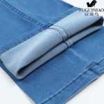 중년 및 노인 고탄성 청바지 남성 바지는 하이 웨이스트 느슨한 딥 기어 뚱뚱한 남자 아버지 바지 가을과 겨울 두꺼운 모델의 크기를 늘립니다.의 그림