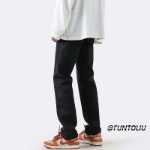 블랙 스트레이트 슬림 청바지 남성 가을 아메리칸 인조 하이 스트리트 캐주얼 바지 남성 인조 바지의 그림