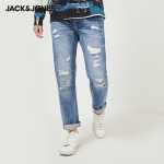 잭존스 잭존스 봄 가을 패션 남성 트렌드 다용도 구멍 한국 잘생긴 청바지 220232514의 그림