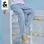 잭 존스 봄 새로운 남성용 아이스 산소 바 코튼 다용도 편안한 루스 테이퍼드 워싱 데님 팬츠 남성용의 그림