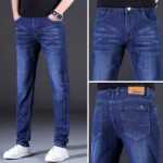 가을과 겨울 패딩 청바지 남성용 느슨한 스트레이트 봄과 가을 다용도 작업용 남성용 작업 바지 저렴한 스트레치 바지의 그림