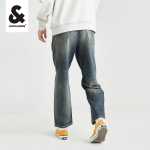 잭존스 잭존스 봄 가을 남성 신축성있는 느슨한 작은 피트 홀 데님 팬츠 220432012의 그림