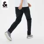 잭 존스 봄 남성 청바지 블랙 심플 데일리 쿨 느낌 편안한 스트레치 슬림 스트레이트 나인 팬츠의 그림