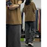 홍콩 차이 문학 남성 블랙 워싱 청바지 남성 가을 아메리칸 타이드 루즈 캐주얼 바지 스트레이트 팬츠의 그림