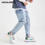 잭존스 잭존스 겨울 남성 조수 워싱 패브릭 패치 타이 워크웨어 데님 드로스트링 팬츠 220332053의 그림