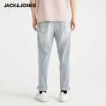잭 존스 트렌디 캐주얼 편안한 양면 패치 포켓 워시드 고양이 수염 찢어진 청바지 남성용 긴 바지의 그림