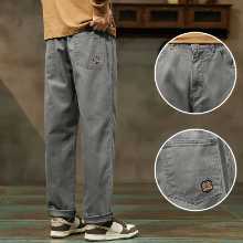 바지 남성용 모델 2023 조수 느슨한 스트레이트 작업 바지 남성용 봄과 가을 아메리칸 느슨한 와이드 레그 캐주얼 바지의 그림