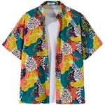 반팔 꽃 무늬 셔츠 하이난 섬 의류 비치웨어 산야 여름 웨이펑 태국 여행 남성 커플 캐주얼 느슨한상의의 그림