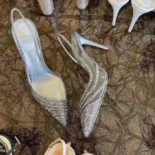 정품 르네 카빌라 RC 풀 다이아몬드 물 흐름 패턴 디너 공식 하이힐 샌들 여성 웨딩 슈즈의 그림