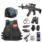 어린이 작은 경찰 장난감 세트 검은 고양이 보안관 모자 소년 특수 부대 야외 SWAT 장비 장난감 총의 그림