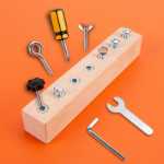 유아 몬테소리 일상 생활 교구 바쁜 장난감 어린이 나사 조이기 조기 학습 장난감 작업대 도구의 그림