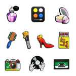 꽃 버클 PVC 신발의 그림