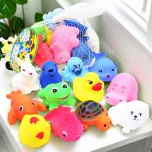 어린이 비닐 목욕 완구 / 물놀이 완구 소리가 나는 귀여운 동물 / 12의 배수로 가져 가십시오.의 그림