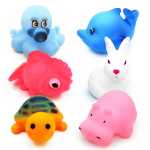 어린이 비닐 목욕 완구 / 물놀이 완구 소리가 나는 귀여운 동물 / 12의 배수로 가져 가십시오.의 그림