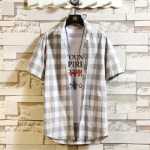 동쪽 비 남성 셔츠 여름 캐주얼 반팔 셔츠 남성 체크 무늬 캐주얼 반팔 셔츠 트렌드 스팟 도매의 그림