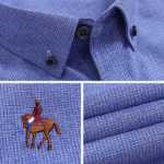 새로운 긴팔 셔츠 남성 캐주얼 비즈니스 비철 대나무 섬유 남성 셔츠 캐주얼 스트레치 남성 작업 셔츠의 그림