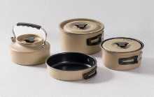 야외 냄비 및 팬 조리기구 캠핑 식기 휴대용 접이식 세트 필드 캠핑 주전자 조리기구 조리기구 냄비와 팬 세트의 그림