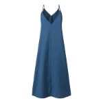 2020 여성 캐주얼 느슨한 솔리드 드레스 브이 넥 백리스 섹시 롱 드레스 민소매 여성 파티 드레스의 그림