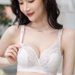 스틸 링 속옷이없는 임산부 미라 메쉬 레이스 통기성 수유 브래지어 앞면 상단 개방형 모유 수유 브래지어의 그림