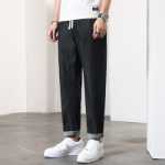 봄과 가을 청바지 남성용 스트레이트 청바지 남성용 청바지 남성용 바지 학생용 청바지 나인 팬츠의 그림