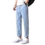 봄과 가을 청바지 남성용 스트레이트 청바지 남성용 청바지 남성용 바지 학생용 청바지 나인 팬츠의 그림