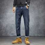 남성 청바지 가을 스트레이트 스트레치 청바지 남성 모델 남성 청바지 느슨한 청바지 남성 도매의 그림