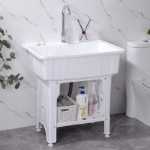 스크럽 보드가 있는 플라스틱 세면대코펜하겐 세면대코펜하겐 싱크 캐비닛세탁 테이블욕실 수납장세탁 대야세탁 싱크대의 그림