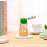 크리에이티브 사무실 화분 긴 잔디 머리 인형 멋진 표현 DIY 유리 병 음이온 미니 심기 선물의 그림