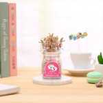 크리에이티브 사무실 화분 긴 잔디 머리 인형 멋진 표현 DIY 유리 병 음이온 미니 심기 선물의 그림