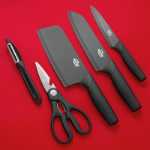 도마 스테인레스 스틸 검은 칼날 초퍼 과일 칼 도마 주방 나이프 세트 선물 나이프 초퍼 세트의 그림