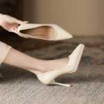 1166-6 뾰족한 하이힐 하이힐 여성 패션 감각 체크 무늬 슈퍼 하이힐 여성 방수 플랫폼 싱글 슈즈 여성의 그림