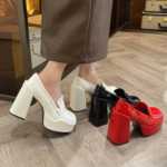 2022 봄과 가을 새로운 두꺼운 굽 방수 플랫폼 하이힐 싱글 슈즈 여성 통근 감각 메리 제인 신발 여성 하이힐의 그림