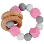 아기 젖꼭지 팔찌 너도밤나무 실리콘 구슬 젖꼭지 아기 딸랑이 유모차 액세서리 장난감 아기 제품의 그림