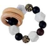 아기 젖꼭지 팔찌 너도밤나무 실리콘 구슬 젖꼭지 아기 딸랑이 유모차 액세서리 장난감 아기 제품의 그림