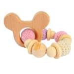 아기 젖꼭지 팔찌 너도밤나무 실리콘 구슬 젖꼭지 아기 딸랑이 유모차 액세서리 장난감 아기 제품의 그림