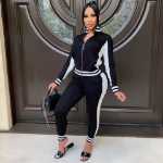 AL129 아마존 독립 방송국 유럽과 미국 여성 자켓 정장 스포츠웨어 투피스 러닝복 코트 가을과 겨울의 그림