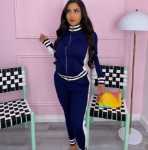 AL129 아마존 독립 방송국 유럽과 미국 여성 자켓 정장 스포츠웨어 투피스 러닝복 코트 가을과 겨울의 그림