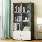 무료 스탠딩 조립 책장 j 간단한 옷장 DIY 매직 조각 플라스틱 책장 공장 직접 판매의 그림