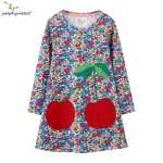 소녀 드레스 공장 도매 면직물 소녀 드레스 프린트의 그림