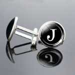 알파벳 26 글자 커프스 단추 금속 시간 보석 프랑스 셔츠 장식 남성 의류 보석 선물의 그림