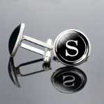 알파벳 26 글자 커프스 단추 금속 시간 보석 프랑스 셔츠 장식 남성 의류 보석 선물의 그림