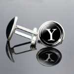 알파벳 26 글자 커프스 단추 금속 시간 보석 프랑스 셔츠 장식 남성 의류 보석 선물의 그림