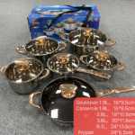 공장에서 만든 수출 베트남 냄비 및 팬 스테인레스 스틸 팬 조리기구 12PCScooker 동남아시아 조리기구 세트의 그림